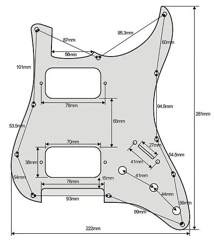 Musiclily MX2248AW Защитная накладка для электрогитары Fender Stratocaster HH, 3 слоя, белая.