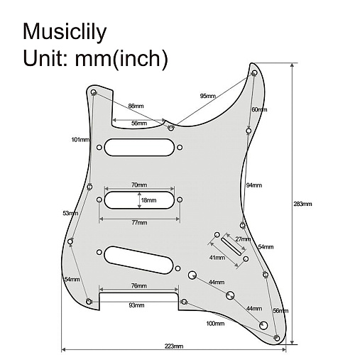 Musiclily MX1388BK Защитная накладка для электрогитары, Fender Stratocaster, 3 слоя, черная.