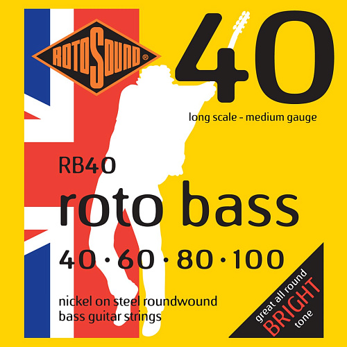 Rotosound RB40 Nickel (40-100) Комплект струн для бас-гитары.