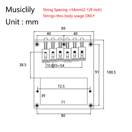 Musiclily MX1893CR Бридж для электрогитары типа Телекастер.